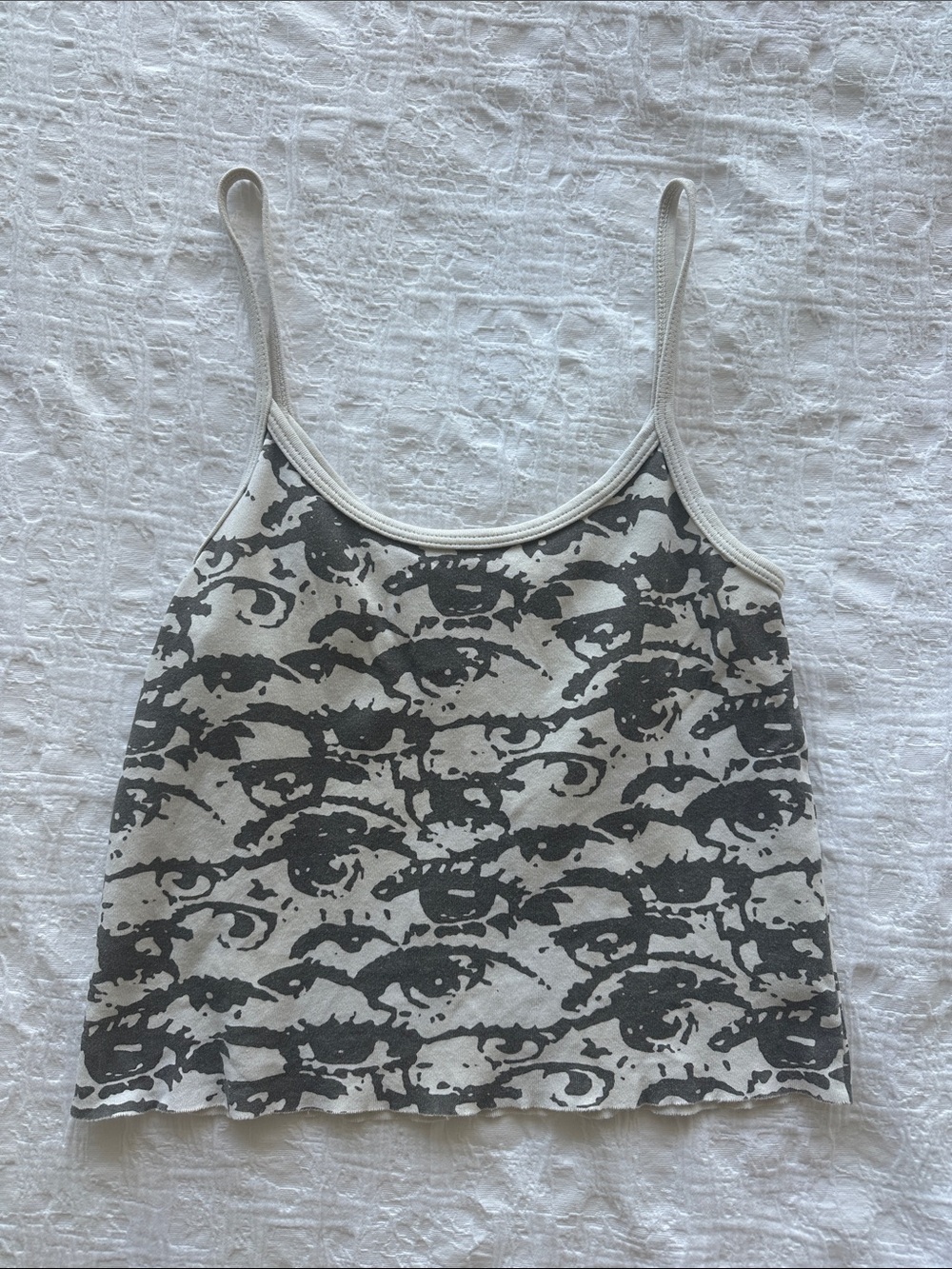 Brandy Melville Black and White Eye Print Ribbed Camisole